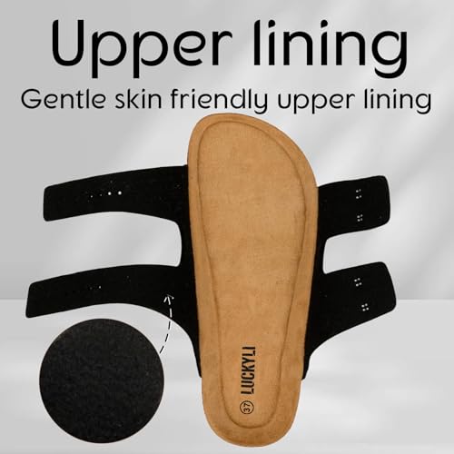 LUCKYLI Kids Sandals for Boys Girls Cork Footbed Slide Sandals with Adjustable Straps Non-slip Summer Slippers for Indoor Outdoor (Little/Big Kids) (2 Little Kid, Black) — view 5