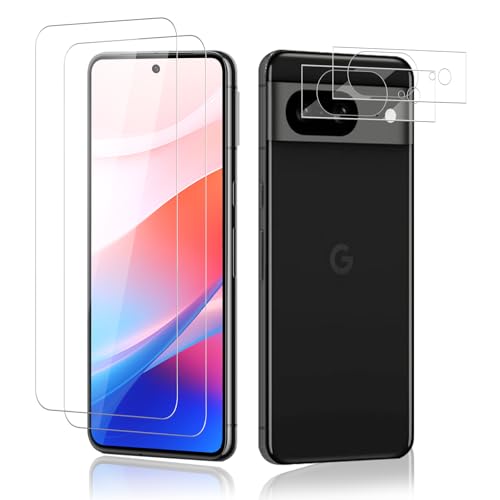 2+2 Stück Schutzfolie für Panzerglas für Google Pixel 8 Kameraschutz, 9H Härte 3D Rundumschutz Schutzglas folie, HD Hoch...
