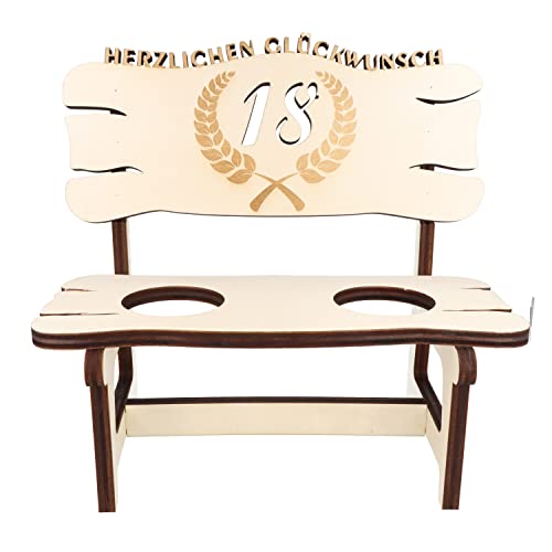 XXL Echtholz Proseccobank mit Gravur Jahreszahl 18|Holzbank mit 2 Proseccoflaschen| Hochzeitsgeschenk für Brautpaar|Trinkspruch |Geschenke Paare|Geschenk für Pärchen|Geburtstag|Jubiläum Proseccobank