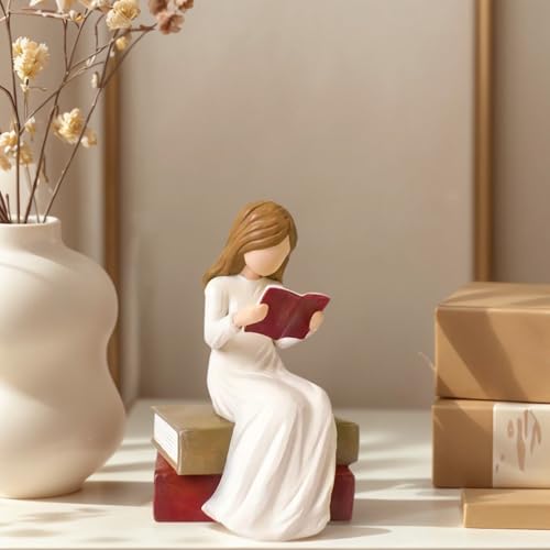 Figurine ange lecture sur une étagère de salon ou une table de chevet - 5