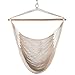 Lazy Daze Hammocks Hanging Caribbean Hammock Chair, Soft-Spun Cotton Rope, 40 Inch Hardwood Spreader Bar Wide Seat, Max Weight 300 Pounds, Natural