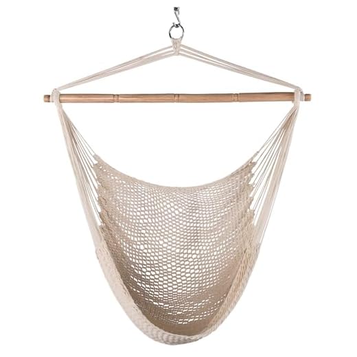 Lazy Daze Hammock Chair Caribbean Hanging Rope Weaving Chair with 40" Hardwood Spreader Bar and Soft-Spun Cotton Rope for Indoor/Outdoor Backyard & Living Room, Max 300 LBS, Natural