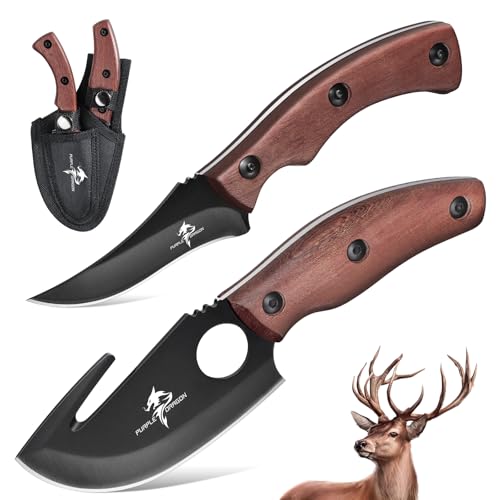 Purple Dragon Hunting Knife, Caping Knife, Fixed Blade Hunting Knife, Skinner Knife Hunting, Fishing Knife Very Sharp, Survival Outdoor Knife, Gift for Men