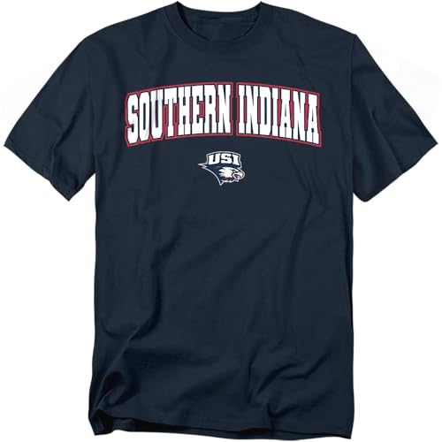 LOGOVISION University of Southern Indiana Arch Logo Unisex Adult T Shirt, Navy, Large