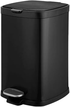 Trash Can Stainless Steel Trash Can,Controlled Smell Pedal Garbage Bin for Kitchen Office,Silent Gentle Open Close 3.2 Gallon Garbage Can Wastebasket