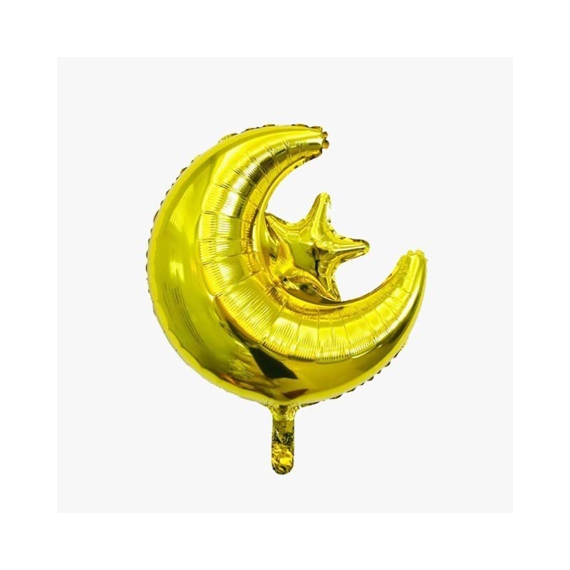 Selibration |16 Inches Moon Star Shaped Golden Helium Foil Balloon For Happy Birthday/Baby Shower/Annivercery/Eid Celebration/Function and Event Decoration