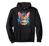 Photo Gallery colorful abissino cat face splash art felpa con cappuccio Photo Gallery colorful abissino cat face splash art felpa con cappuccio