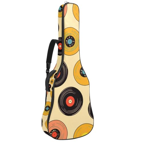Housse guitare acoustique 41 pouces étanche à motif disques jaunes