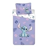 Disney Lilo & Stitch Bettwäsche-Set für Juniorbett | 100x135 cm Bettbezug & 40x60 cm Kissenbezug, 100% Baumwolle | Weiches, atmungsaktives tropisches Hibiskus- & Stitch-Design für Kleinkinder