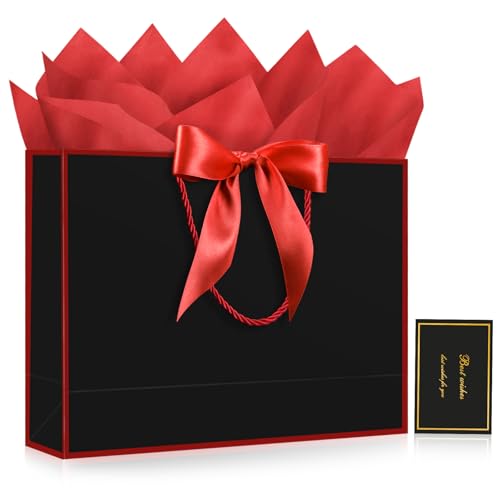 Image of JMANNI Gift Bags with Handles, 13 inch Medium Gift Bags with Tissue Paper