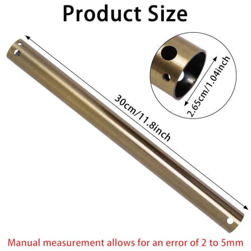 Image of 12 Inch Ceiling Fan Extension Rod, 1 Inch Outside Diameter Not Threaded Ceiling Fan Downrod for a Wide Range of Fans (Brushed Bronze)
