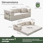 Canapé Sectionnel Corduroy avec accoudoirs amovibles, Design modulaire pour petits espaces, Couch convertible avec poche de rangement, Style moderne à mi-century (blanc, 204CM)