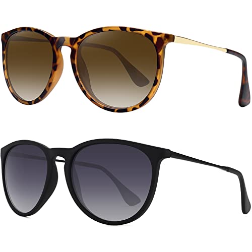 WOWSUN Polarized Sunglfor Women Vintage Retro Round Mirrored Lens