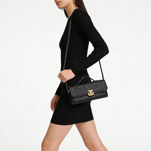 Image of JYG Woven Handbag for Women Fashion Evening Shoulder Bag PU Leather Handmade Clutch Purse Casual Crossbody Bags 2024