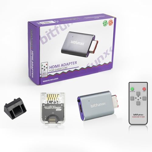 Image of BITFUNX NGC HDMI Adapter - Supports 2X Line Doubler, Firmware Upgrade, Scanline Profile, IR Remote and GC2SD Gen2 SD Card Adapter Include, Plug & Play Video Game Adapter with No Lag