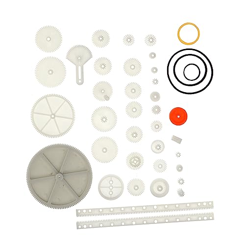 FOYTOKI DIY Robot Gear Kit 34pcs Plastic Gears Shafts Belts Racks for DIY Robot Building