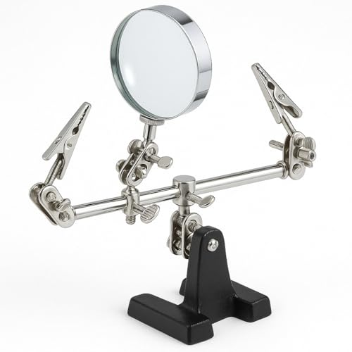 Supporto Terza Mano per modellismo saldature di precisione con pinzette e lente di ingrandimento 60 mm pinze a coccodrillo