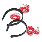[SAFIGLE] 2個蛇年発箍 鮮やかでぬいぐるみ風の蛇ヘッドバンド 新年用飾り 年賀状パーティー向け 女の子用安定固定ノンスリップヘアアクセサ