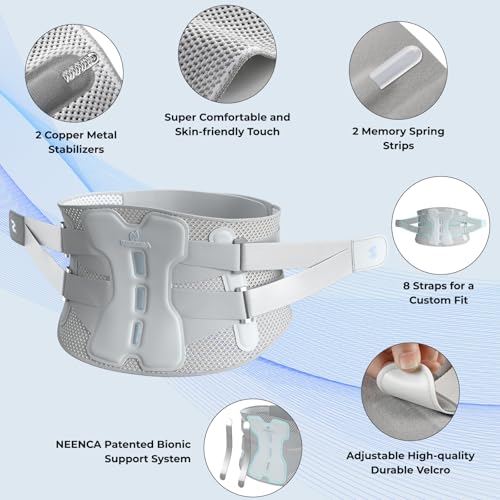 NEENCA Back Brace for Lower Back Pain Relief with Bionic Support System, Adjustable Lumbar Support Belt for Men & Women with Lumbar Pad, Soft Breathable Mesh for Herniated Disc, Sciatica, Scoliosis...