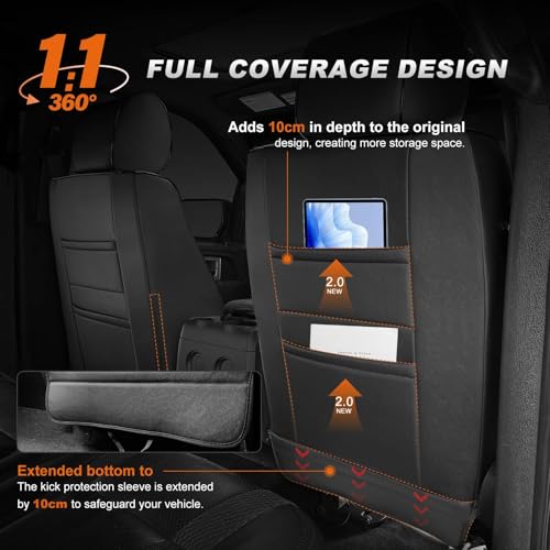 Image of AOMSAZTO Custom Fit Seat Covers for Toyota RAV4: 2022 2023 2024 2025 SE Hybrid, 2019 2020 2021 2022 2023 2024 2025 Prime & XSE Hybrid - Full Set Waterproof Faux Leather (Black)