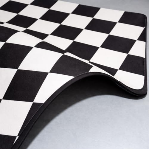 Image of HomeCloud Dish Drying Mat for Kitchen Counter Hide Stain Super Absorbent, Non-Slip, Heat-Resistant, Great for Dishes,Rack Pad, Kitchen Counter, Coffee Maker, Coffee Item (Chess Black, 50x40cm)