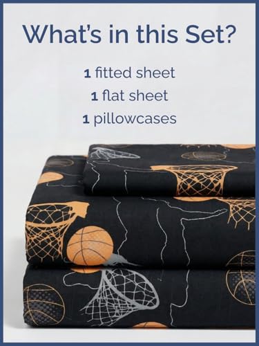 Image of Kids Twin Halloween Hoops Bed Sheets - 3 Piece Halloween Hoops Sheet Set