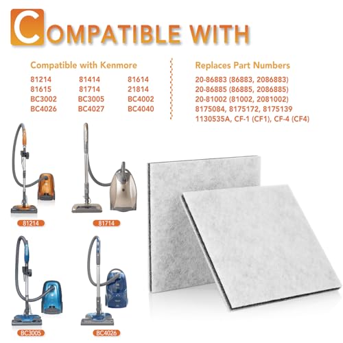 Image of CF-1 86883 HEPA Filters for Kenmore Canister 20-86883, 2086883, 86880, 81002, 20-81002, 8175084, 6Pack Vacuum Motor Safety Filters for Kenmore Sears Progressive & Whispertone, for Panasonic Models