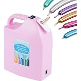 風船空気入れ 充電式 電動エアーポンプ 260/360細長風船 魔術風船 バルーンポンプ 風船インフレータ 便利 膨脹 誕生日パーティー装飾用 (ピンク)