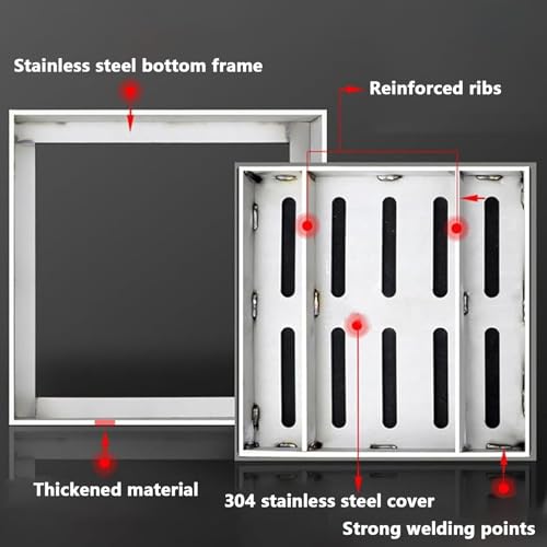 Couvercle de regard pour eaux usées en acier inox 35 cm double rangée - 3