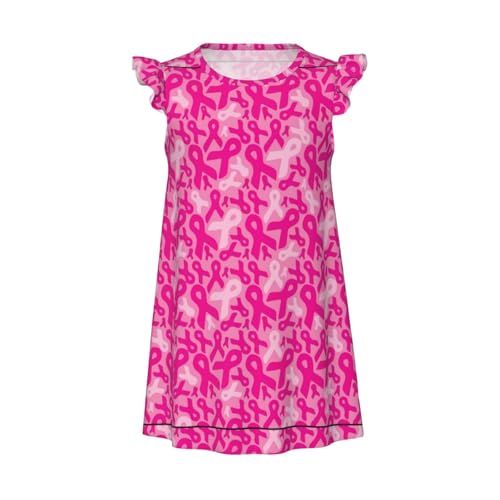 Augenstern Flutter Sleeve Nightgown Breast-Cancer-Ribbons Soft Sleepwear Nightdress