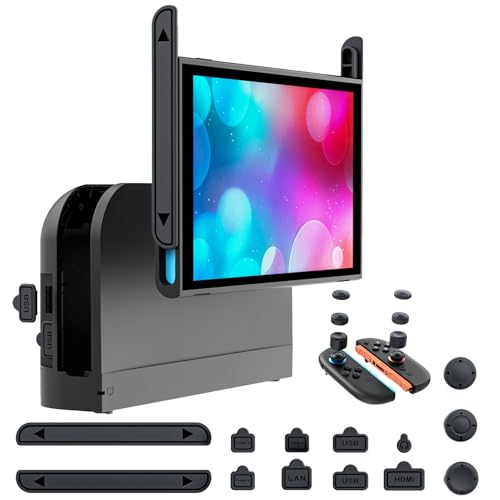 Switch 2 Dust Cover - Dust Protection Kit for Nintendo Switch 2 (2025) 7.9 Inch - 10 Soft Rubber Plugs & 6 Thumb Grip Caps, Black