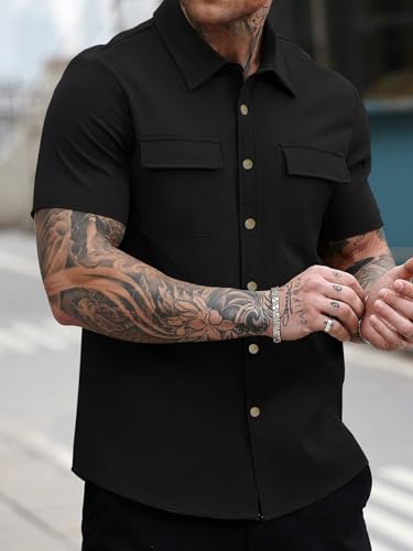 Image of GRECIILOOKS Shirt for Man | Classic Summer Shirt for Man | Men's Regular Fit Soft Cotton Blend Casual Shirts with Button Closure