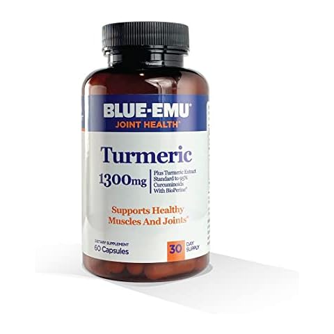 Blue Emu Joint Health Turmeric Extract Plus Bioperine Patented Black Pepper Extract for Enhanced Absorption,1,300 mg, 60 Capsules Cover