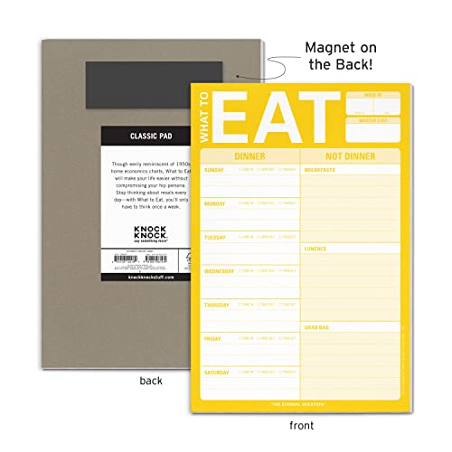 Knock Knock What To Eat Pad (Yellow), Magnetic Meal Planning Note Pad With Magnet, 6 X 9-Inches #TOP1