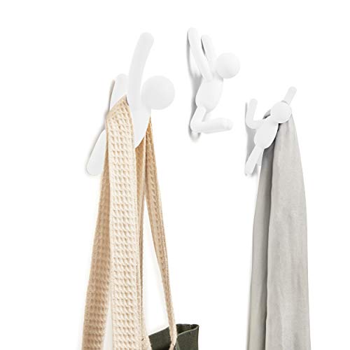 Image of Umbra Buddy 3 Piece Plastic Wall Hook, White
