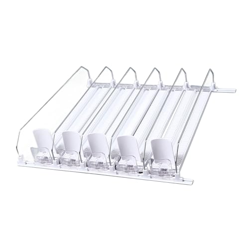 Soda Can Dispenser for Refrigerator, Self Pushing Drink Organizer for Fridge, Width Adjustable Beverage Pusher Glide, for Beer Can Water Bottle (5PCS)