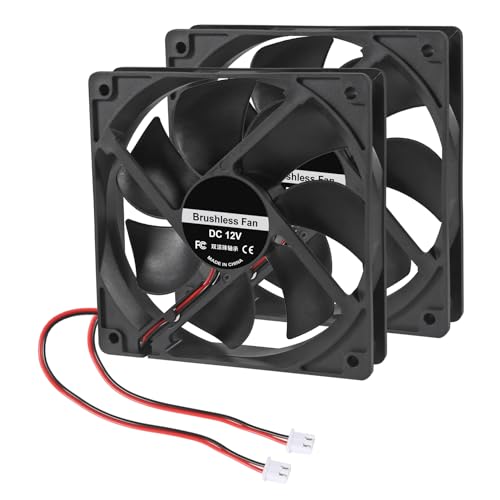2Pcs DC 12V 12025 Cooling Fan Dual Ball Bearings Brushless 120x120x25mm Exhaust Fan 2Pin for Computer Case Cooling Fan