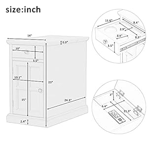 Multifunctionalclassicvintageendtablewithusbportsand1drawerwithcupholderssofasidetablebedsidenightstandnarrowtableforlivingroombedroomantiquenavy Urban Country Home Decor Multifunctional classic vintage end table with usb ports and 1 drawer with cup holders sofa side table bedside nightstand narrow table for living room bedroom antique navy urban country home decor