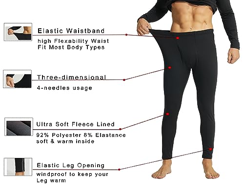 YUSHOW Thermal Underwear for Men Fleece Lined Thermal Pants Men Long Johns Bottoms Cold Weather Base Layer for Running Skiing4