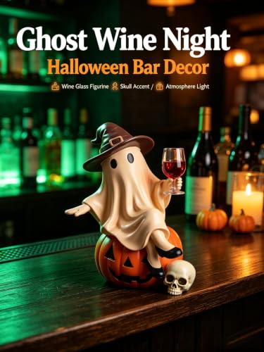 ChayWillow Halloween Ghost Sitting on Pumpkin Figurine with LED - image 4