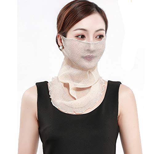 Women Silk Mask Veil Summer Anti-Dust Face Mask Neck Gaiter Sun Proof Face Cover UV Protection4