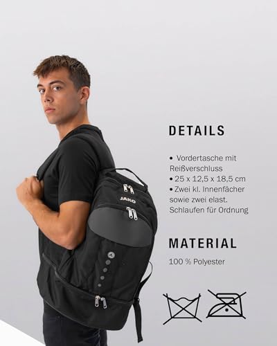 JAKO Unisex Rucksack Striker, Schwarz, EMPTY/NO SIZE – Ansicht 5