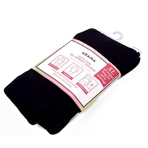 ADAMA Satin Lined Jersey Beanie - Extra Long for Extra Voluminous Hair, Ultra Soft, Fashionable Hipster Chic, Satin Lining Prevents Breakage and Tangling, Day and Night Hair Defense, Black, X-Large 6