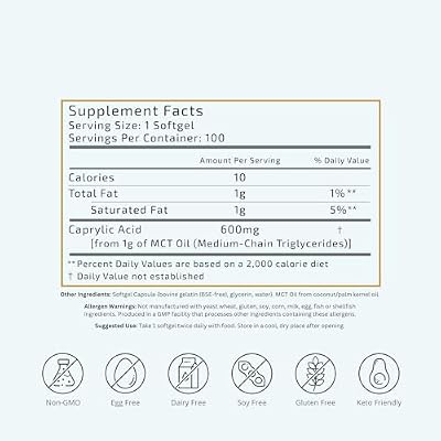 VTC VitaTradingCo. C8 MCT Oil Capsules | Naturally Derived Caprylic C8 Supplement | Coconut Oil Pills | Sustained Energy | Keto Friendly, Non GMO | 100 Softgels