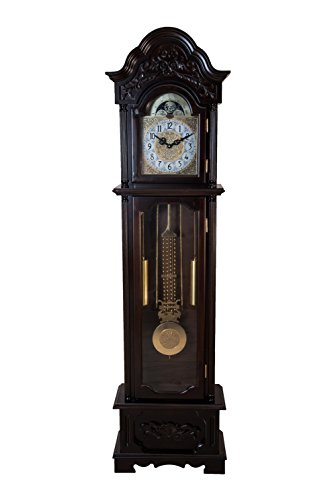 Image of Horo(Imported) Grandfather Clock Quartz Movement Westminster Chime and Finished Handcrafted Parts on Both Sides,Golden Dial, Beautiful Pendulum,Pattern Clock183(H) x49(L) x22(B) Cm,(Height:6ft.)
