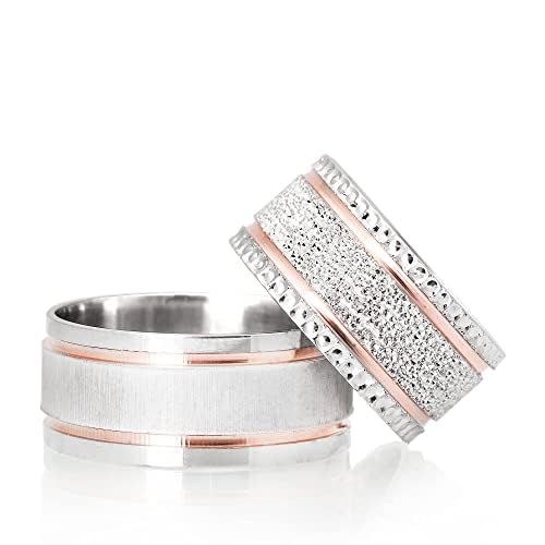 Ensembles de bagues de mariage en argent Sterling 925, ensemble de bagues de mariage assorties pour Couple, personnalisé pour hommes et femmes