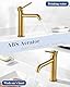 Wasserhahn Bad Waschtischarmatur Gold, Armatur Badezimmer mit Auslauf Höhe 105 mm, Einhebelarmatur Golden, Bad Mischbatterie Edelstahl