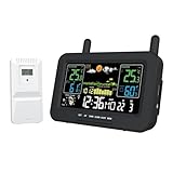 Orologio Stazione meteorologica Digitale WiFi Orologio per previsioni Meteo Esterne per Interni Termometro igrometro con sensore Esterno Wireless, Nero