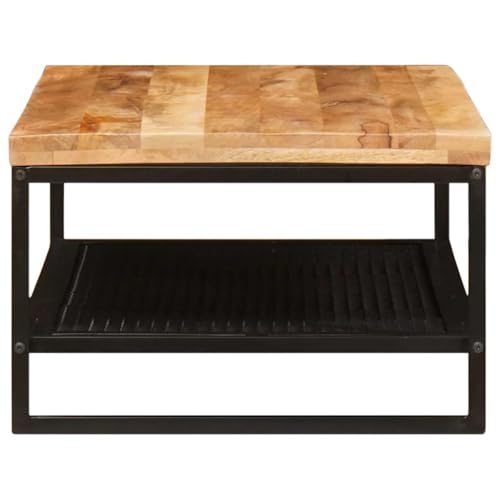 Table basse bois de mangue massif et incrustations uniques style industriel chic - 7