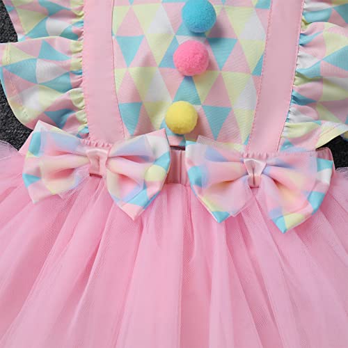 Odasdo 1St First Birthday Outfit Baby Girl Smash Cake Rainbow Circus Theme Party Princess Tutu Romper Dress Carnival Clown Costume Newborn Photo Shooting Props Pink + Colorful 6-12 Months thumb #3